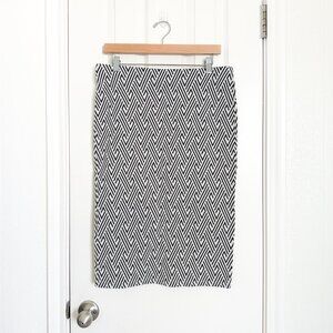 Philosophy Pencil Skirt Women’s Large Black White Geometric Print Pull On Work